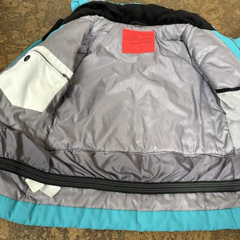 Obermeyer Girls/Teen Ski Sara Jacket Sz L Teal Hooded Winter Tactical Insulated